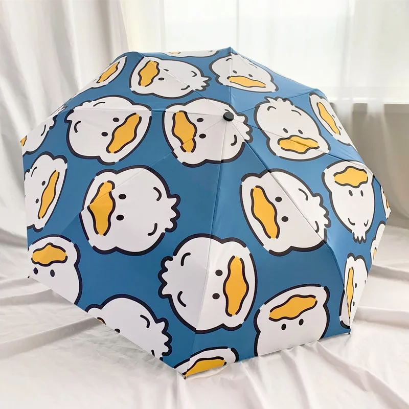 

Cute Duck Patterns Umbrella Automatic Girls Sun Umbrella Rain Women Mini Five Folding Automatic Small Kids Umbrella UV Parasol
