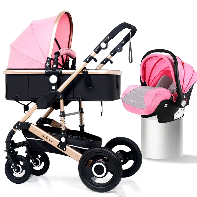 Регулируемая легкая Роскошная детская коляска 3 в 1 портативная двухсторонняя с