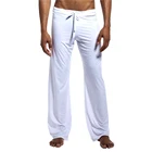 Мужские пижамные штаны, однотонные Шелковые штаны для йоги со шнуровкой и поясом, свободные облегающие повседневные штаны для сна