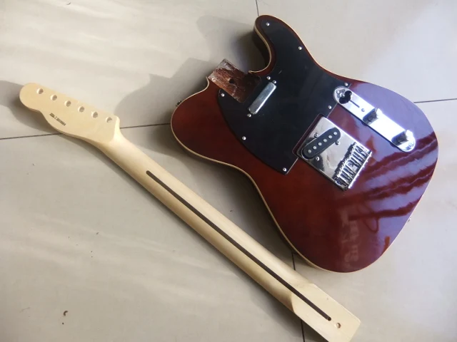 Оптовая продажа DIY гитара электрическая полный шейный и корпус в коричневом