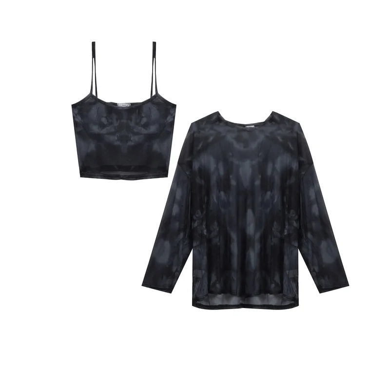 

T-shirt Women Tie Dye Long Sleeve Ladies Spring Loose High Street Stylish Thin Leisure Minimalist Harajuku Ins Comfortable Chic