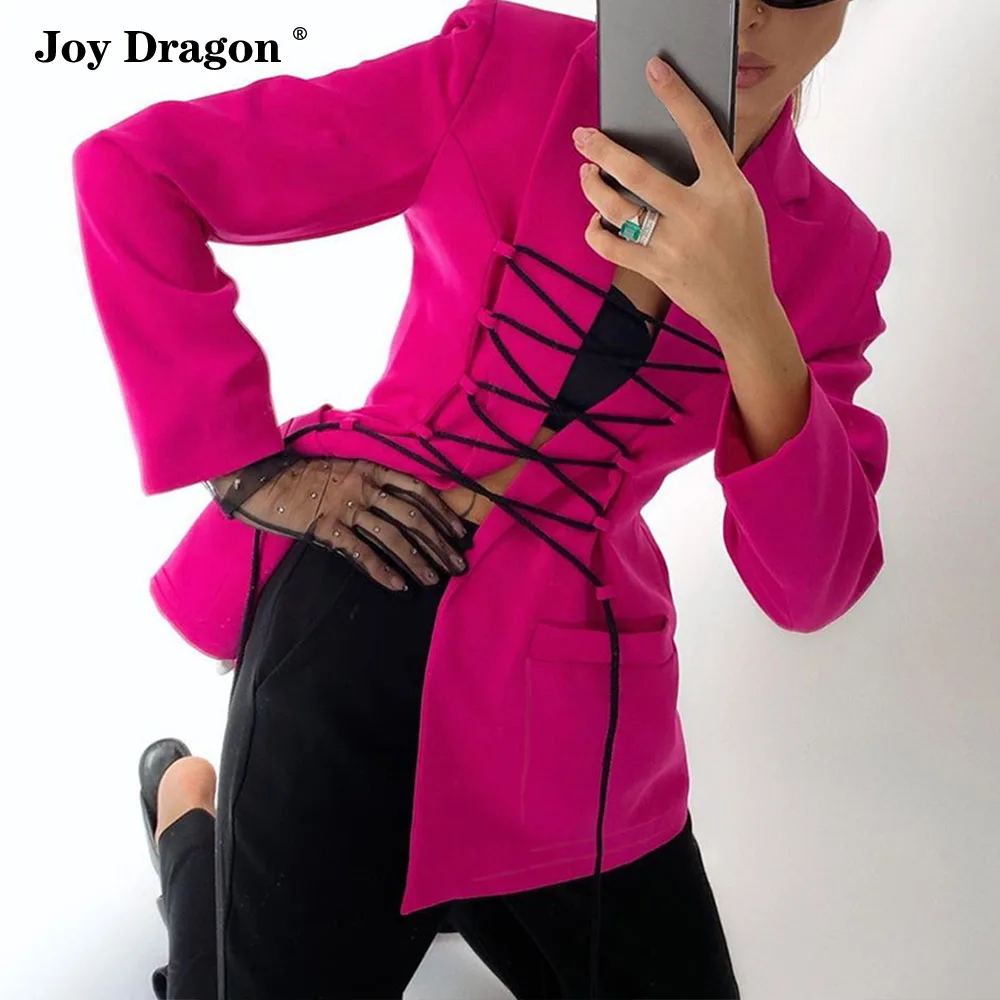 2021 New Fashion Womens Blazer Autumn and Winter Elegant Sexy Casual Midi Length Long Sleeve Jacket Coat Office Outerwear