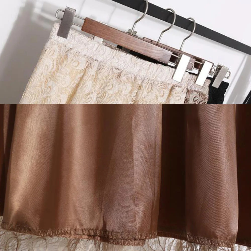 

Summer Long Lace Skirt Women Black Loose High Waist Sweet Gauze Umbrella Skirt 2021 Spring Student A-Line Skirts Female Saias