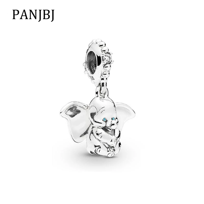 Бусины из стерлингового серебра 925 Dumbo висячий Шарм Синий CZ Fit Pandora браслет ожерелье DIY женские ювелирные изделия
