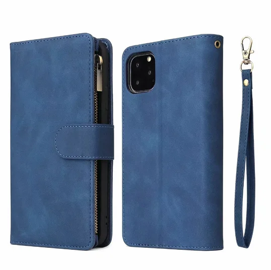 Blue Кошелек на молнии чехол для iPhone 11 Pro Max чехол Роскошный кожаный чехол для iPhone X XR XS Max 6 6s 7 8 Plus Fundas телефон Coque Capa - Цвет: Blue