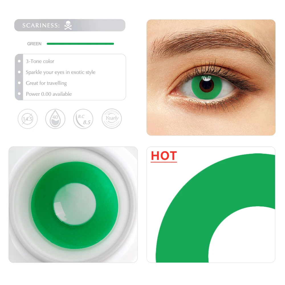 cosplay contact lenses color halloween eye contacts green vampire contacts 2 pcs yearly green lenses for eyes green cat eye lens free global shipping