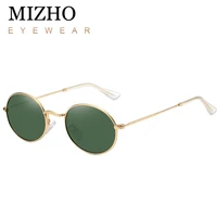 mizho brand uv protection tiny sunglasses women polarized oval gradient metal frame punk sun glasses retro coating eyewear man
