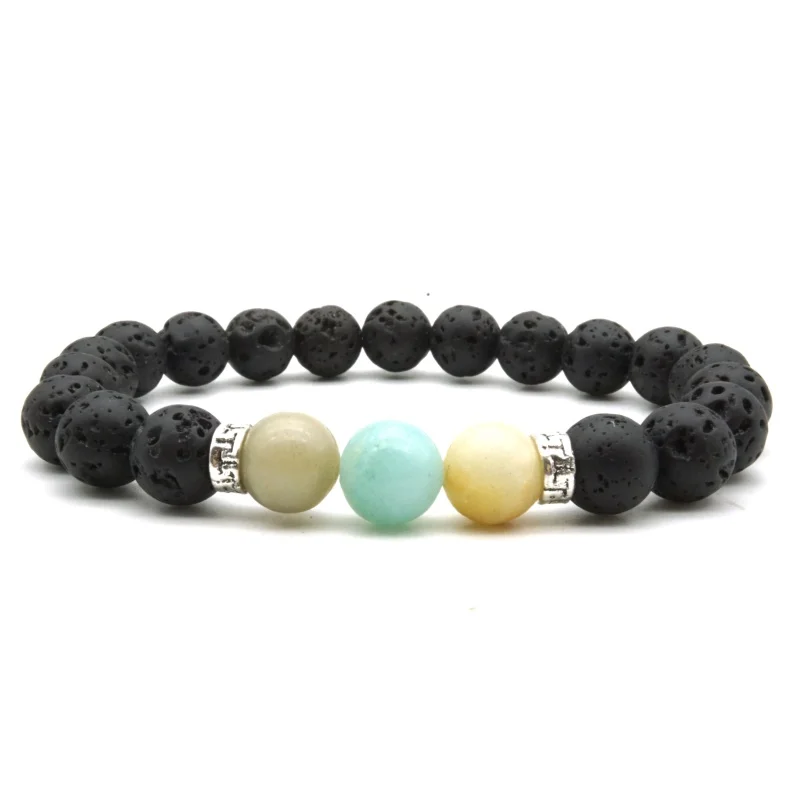 Золото 8 мм амазонит камень черный из вулканической лавы бусины эфирное масло