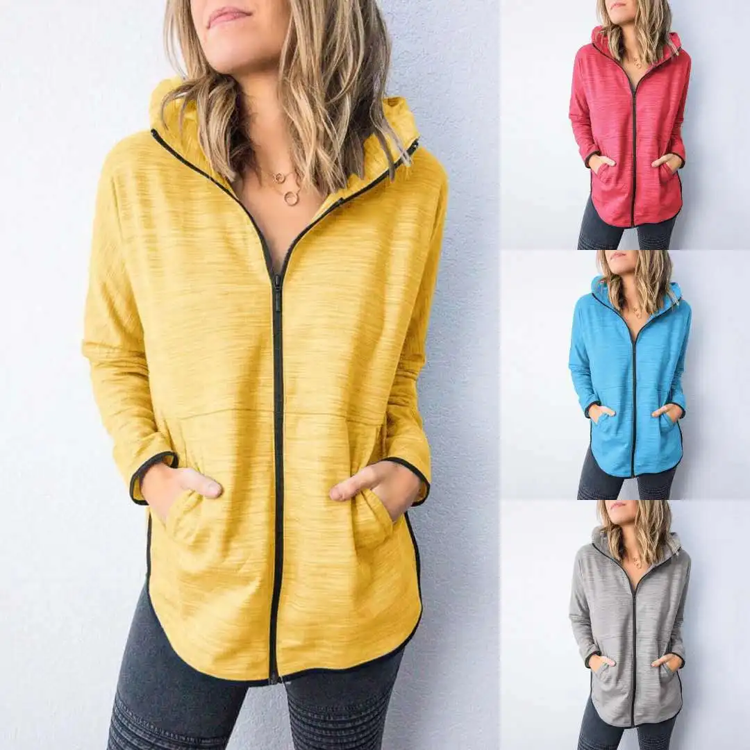 

Fall Top Imitation Cotton Zipper Cap Pocket Long Sleeve Coat Female