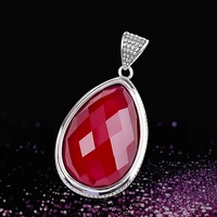i silver sweater pendant s925 silver jewelry womens lattice red corundum pendant withoutchain