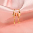 Рождественский подарок ювелирные изделия из жемчуга для женщин с уникальным дизайном в виде двойных звездочек North Star Starburst CZ Очарование кисточкой цепь мульти пирсинг кольцо серьги