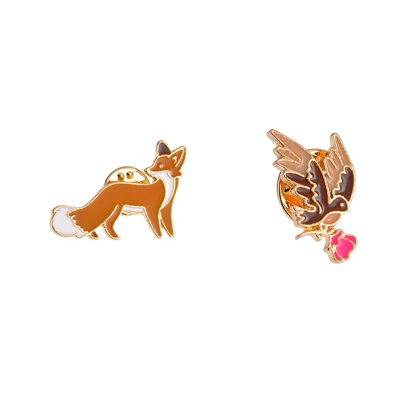 

Creative Cartoon Fox Enamel Pin Flying Bird брошь Coat Shirt Lapel Badge Wholesale Fashion Brooches for Women Jewelry Gift
