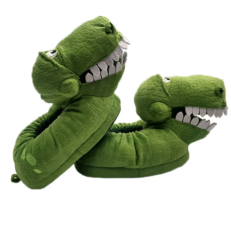 

Women Winter Home Slippers Soft Warm Unisex Indoor Floor Shoes Funny Cartoon Plush Crocodile Design Cotton-padded Shoes