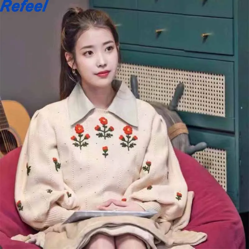 

Женский свитер с цветочной вышивкой, элегантный винтажный джемпер с длинным рукавом, топы в готическом стиле