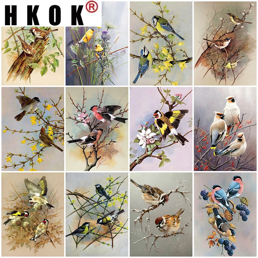 

HKOK 5D Diamond Painting Birds Full Square Diamond Embroidery Sale Animal Pictures Of Rhinestones Mosaic Home Decoration