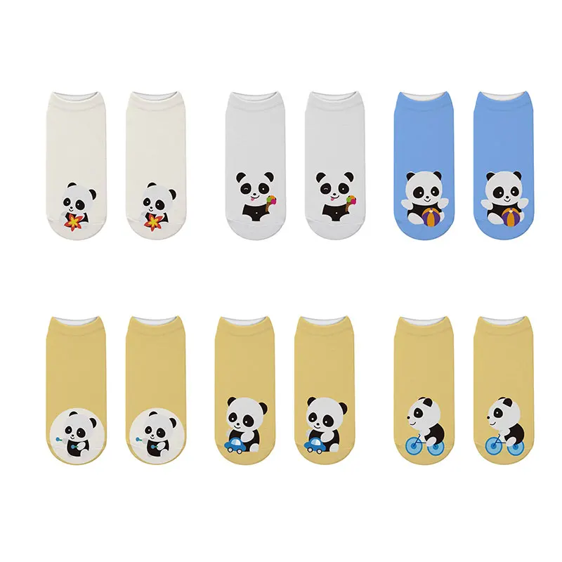 

Носки Короткие хлопковые, унисекс, с 3D-принтом панды, низкие, счастье кавай