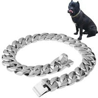 tiasri thick stainless steel dog chain leash large dog collar silver color dog necklace choker link gift training rope 30mm wide