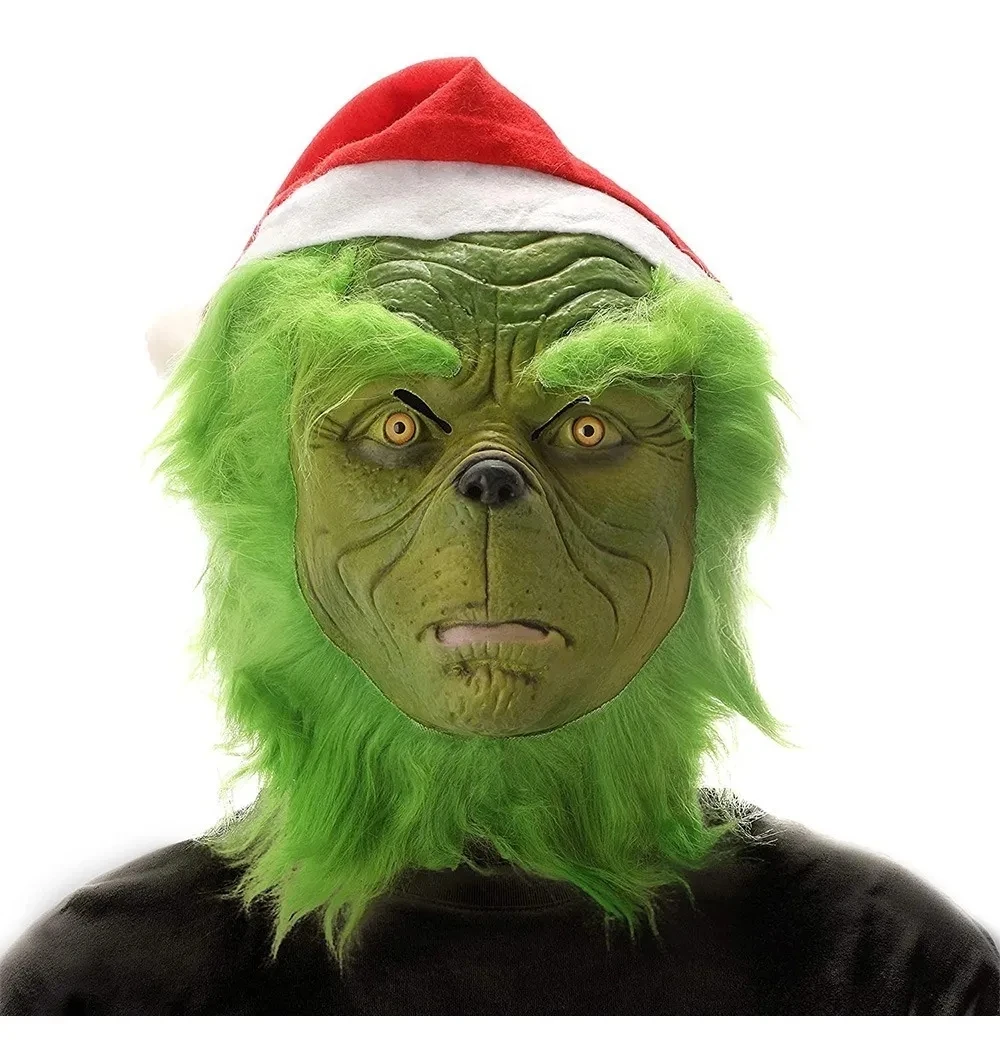 Eraspooky зеленый Гринч Косплэй реквизит маска и перчатки Рождественский костюм