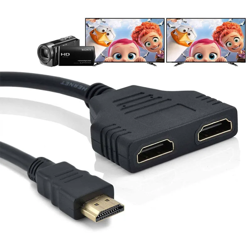 1 шт.-совместимый с 2 двойными портами Y-образный разветвитель HD 1080P V1.4 Переходник