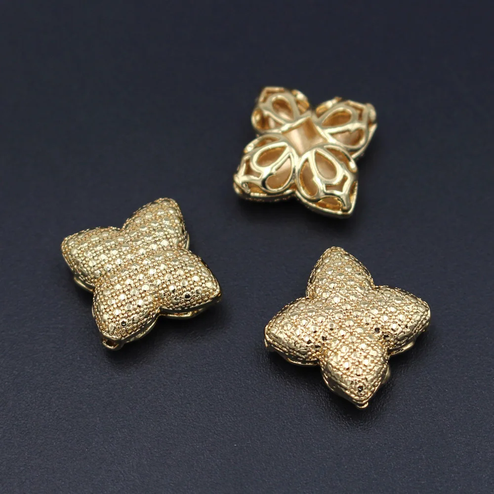 10 шт. латунные бусины разделители в виде цветка клевера|Ювелирная фурнитура и