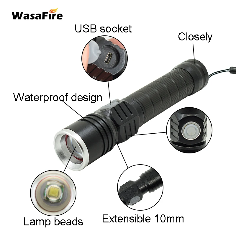 Портативный военный фонарик водонепроницаемый XM-L T6 большой диапазон