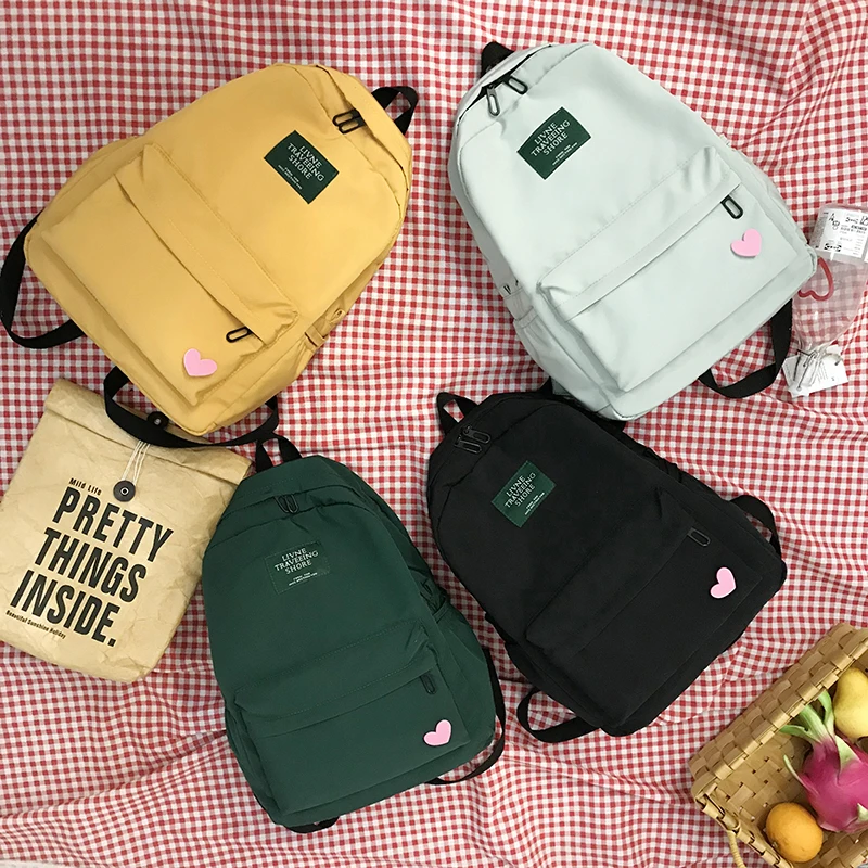 Модный рюкзак водонепроницаемый женский сумка на плечо однотонная школьная для