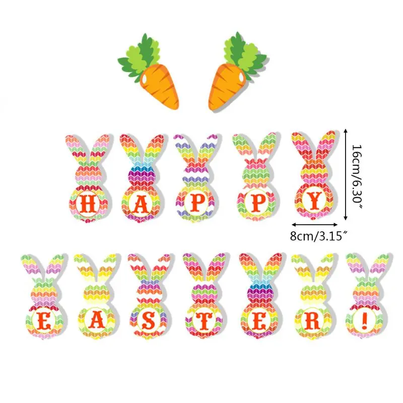 Счастливый Пасхальный мультфильм кролик морковь баннер красочные бандаж Pull Флаг