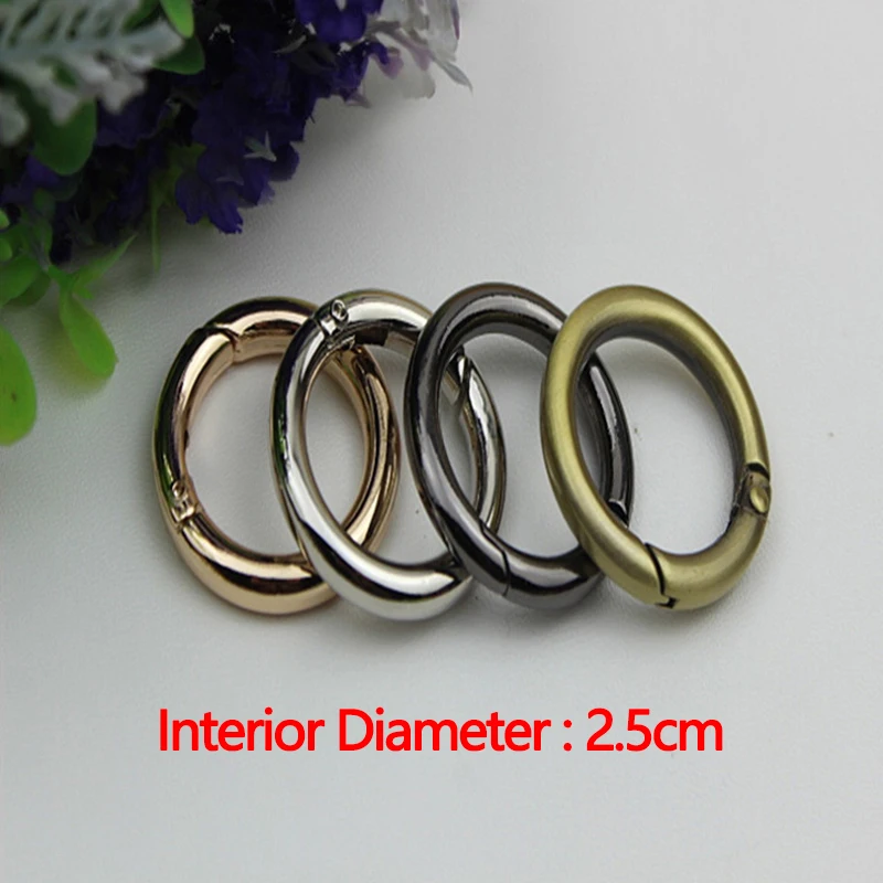 

30 Pcs/ Lot Diy 25mm Gold, Silver, Gun Black, Bronze Carabiner Round Push Gate Open Snap Hooks Spring O Rings Clip Trigger Clasp