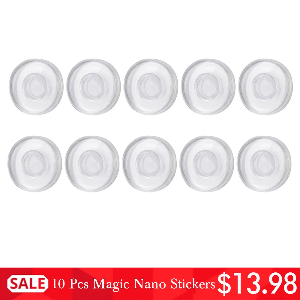 

10Pcs Universal Magic Nano Stickers No Trace Magic Nano Casual Paste Rubber Pad Wall Stickers for Kitchen Car Phone Holder Gel