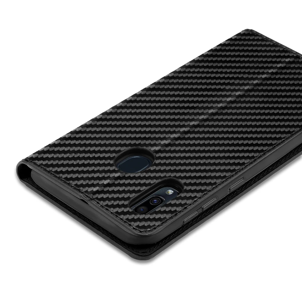 Чехол-книжка для Samsung Galaxy A50 A70 A51 A71 A40 A30 A20 A21S A41 5G A5 J5 углеродное волокно магнитный |
