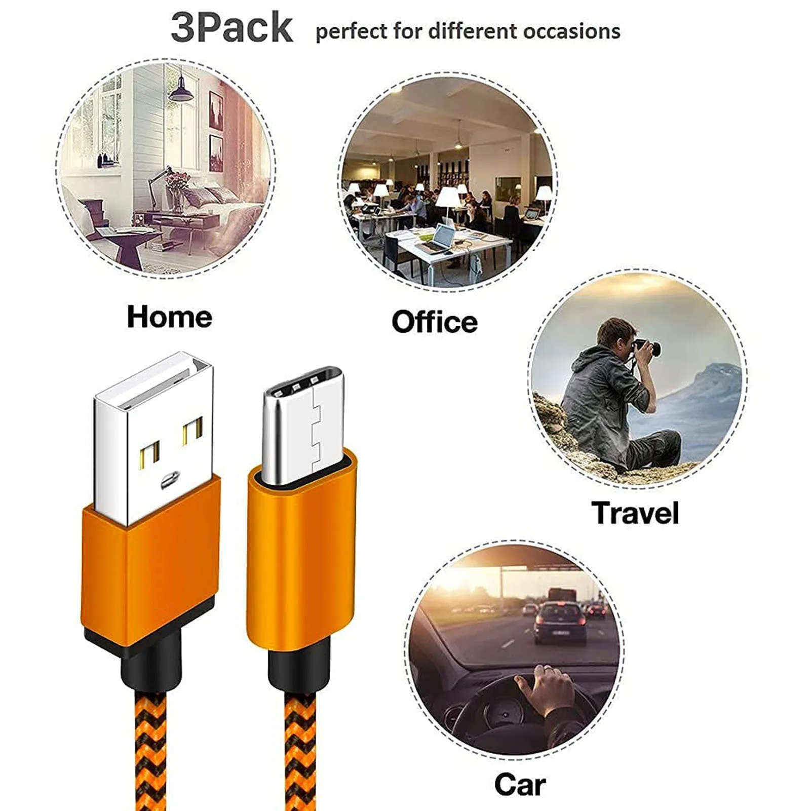 

5pcs 100cm USB C Cable Fast Charging USB Type C Data Cable USB 2.0 C To A Braided Wire 1 Meter For Type-C Tablets Smart Phones