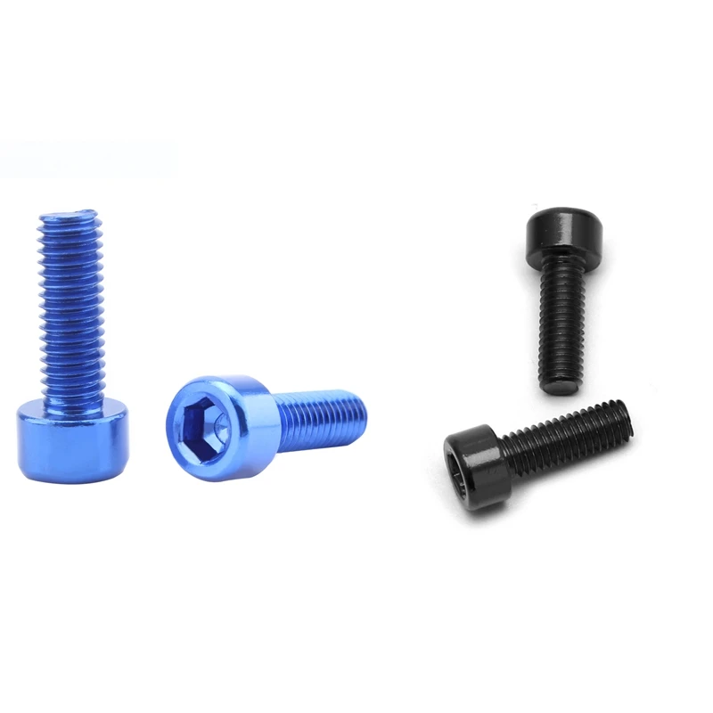 

2 Pair Bike Water Bottle Cage Bolts M5 Aluminium Alloy Hex Socket Tapping Screws, Blue & Black