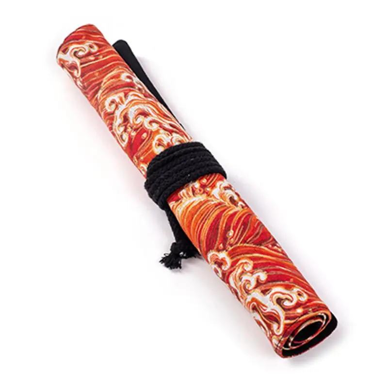 

20 Holes Large Capacity Canvas Roll Up Pen Curtain Pencil Bag Makeup Wrap Holder