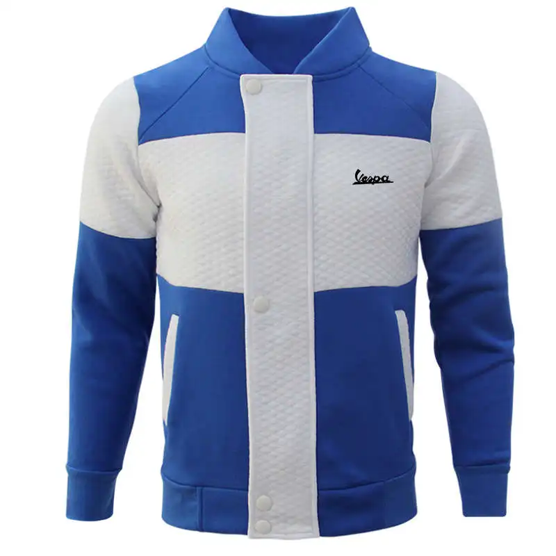 

VESPA Battery Car Logo 2021 Spring Autumn Men's Plaid Jacket Stitching Zipper Stand-Up Collar Casual Fashion Sportswear Top