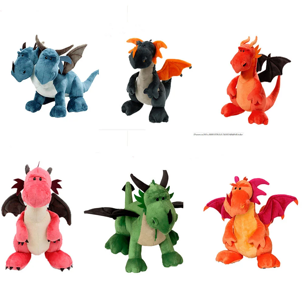 

35 см динозавр плюшевые игрушки двухсторонние животные мягкие куклы картон аниме двухголовый дракон для детей мальчиков подарок