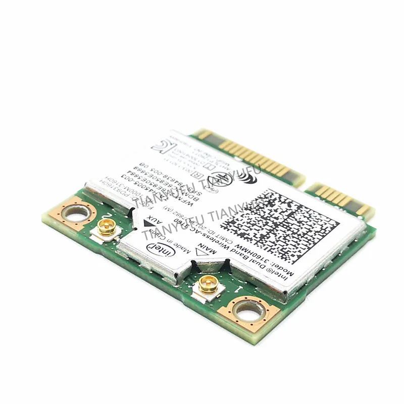 Mini PCI e Wi Fi Беспроводной bluetooth карта для ноутбука Dual Band 2 4 ГГц 5 Intel 3160 3160HMW 802.11ac AC +