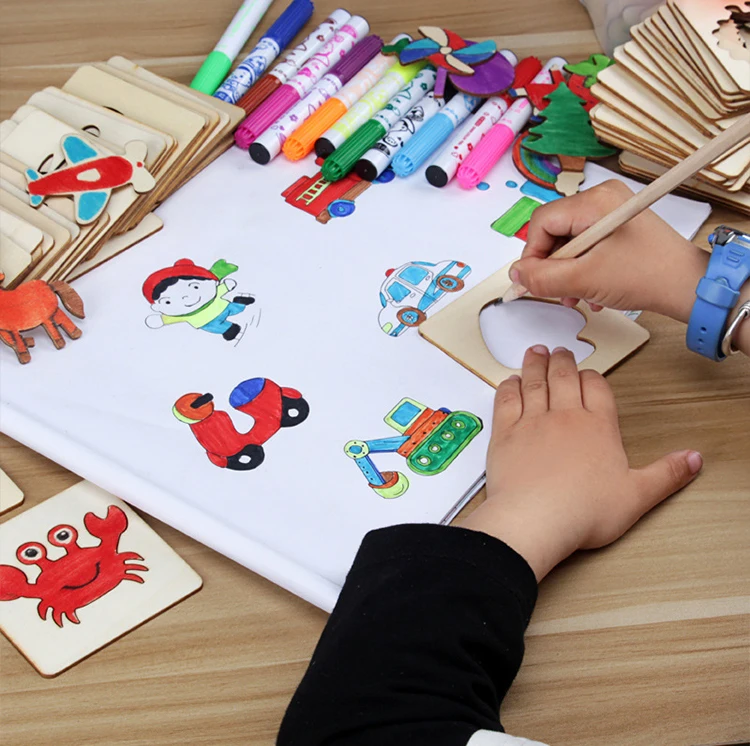 wooden Toys Drawing Toy Coloring Board Children Creative Doodles Early Learning Education Toy Boy Girl Learn Drawing Tools