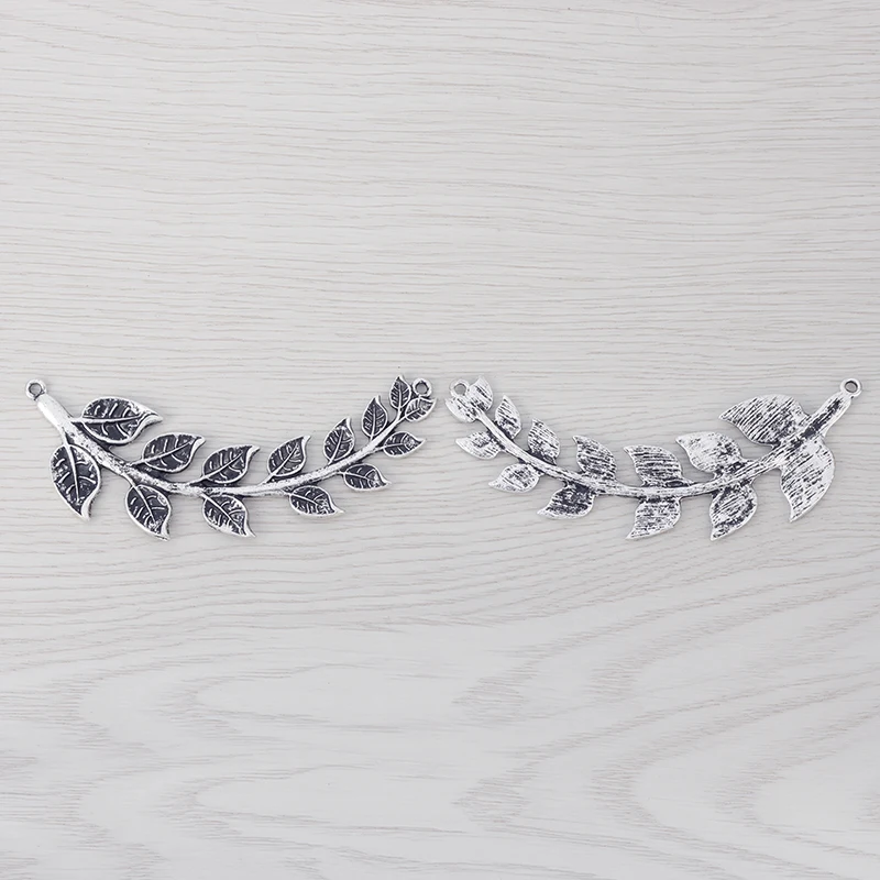

5 x Tibetan Silver Large Curved Branch Leaves Connectors Charms Pendants for Necklace Jewelry Making Findings 88x28mm