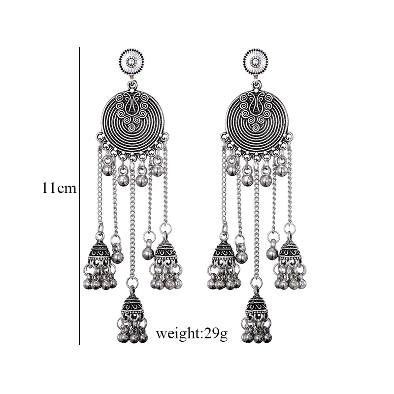 Женские винтажные серьги с серебряным покрытием на длинной цепочке богемный