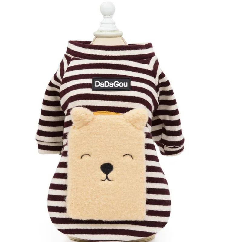 Осень зима теплый в полоску толстовки для питомцев Милый хлопковый рюкзак с