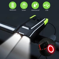 4000mah bike front rear light set usb rechargeable smart headlight with horn 800 lumen led bicycle lamp cycle mount flashlight