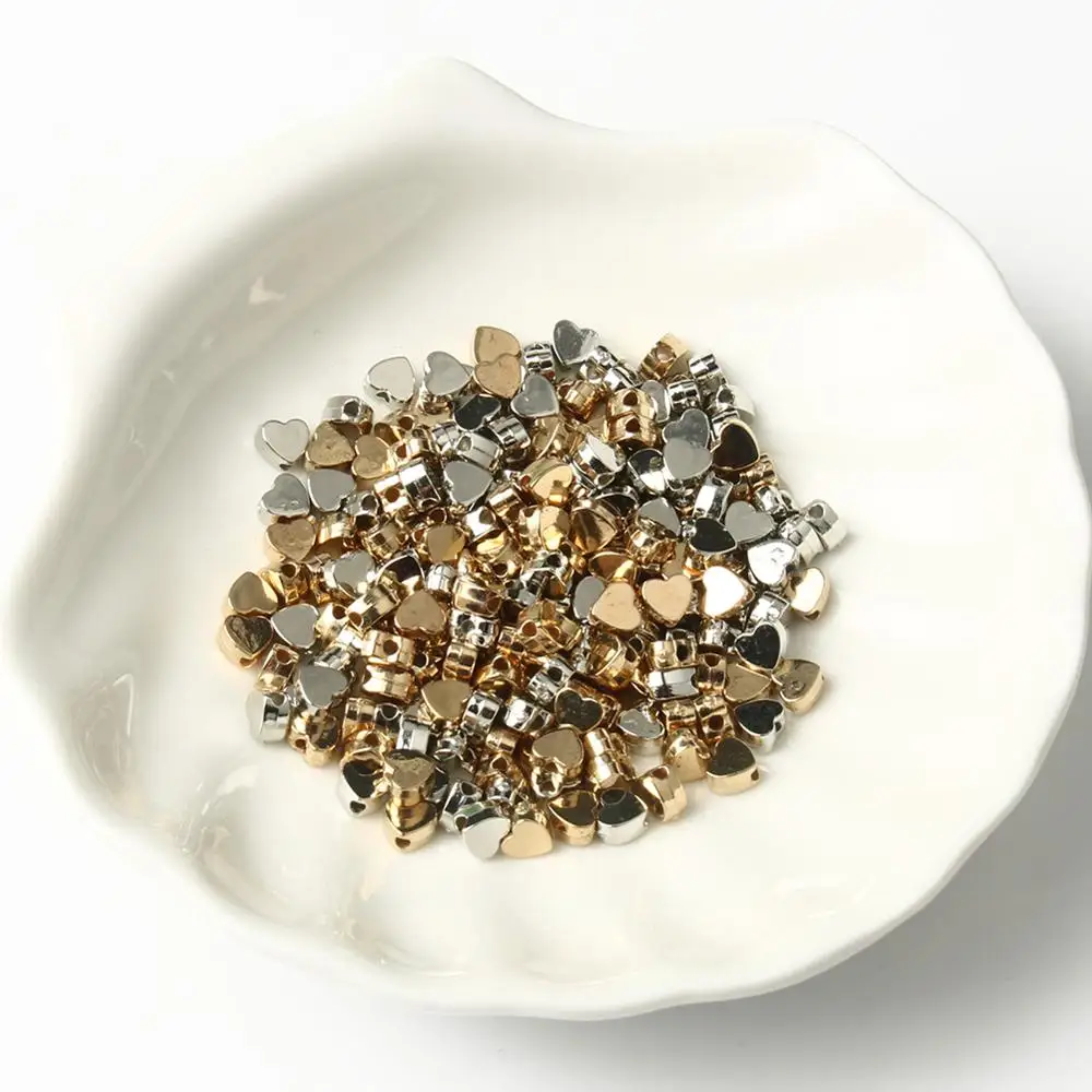 

Gold Silver Color Love Heart Shape CCB Plastic Loose Beads for Jewelry Making DIY Handmade Charm Bracelet Necklace Wholesale