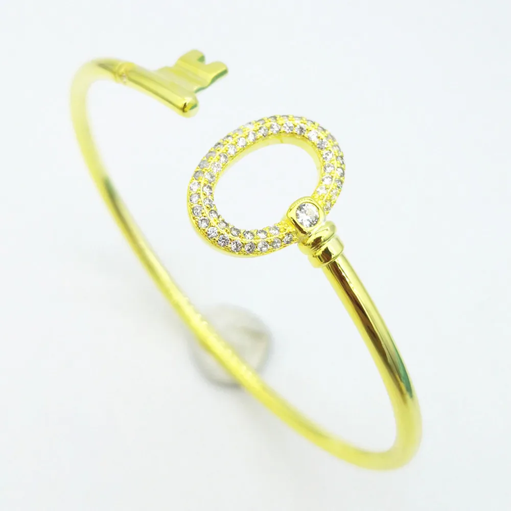 Mrs Sterling silver original classic rose gold inlay zircon golden key opening bracelet lovers jewelry gifts personalit | Украшения и