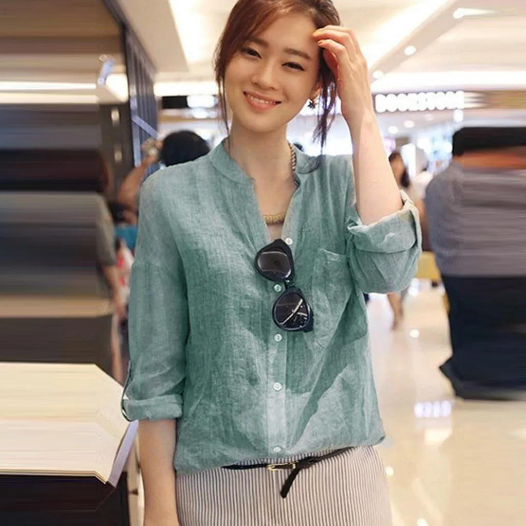 2020 Новая модная Корейская офисная Дамская рубашка с длинным рукавом Элегантная