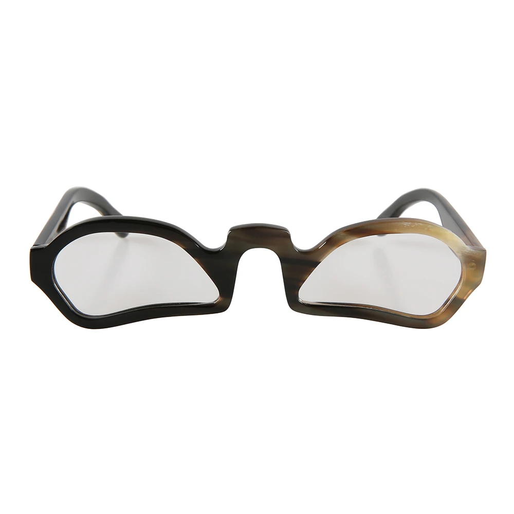 

New Style Odd Cute Irregular Uneven Curved Arc Handmade Natural Horn Spectacles Optical Reading Glasses Eyeglasses Eyewear Frame