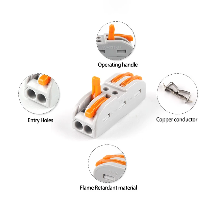 10/30/50/100PCS Universal Compact Wire Connector Conductor Terminal Block Plug-in 222 SPL Quick electrical Wiring Connectors |
