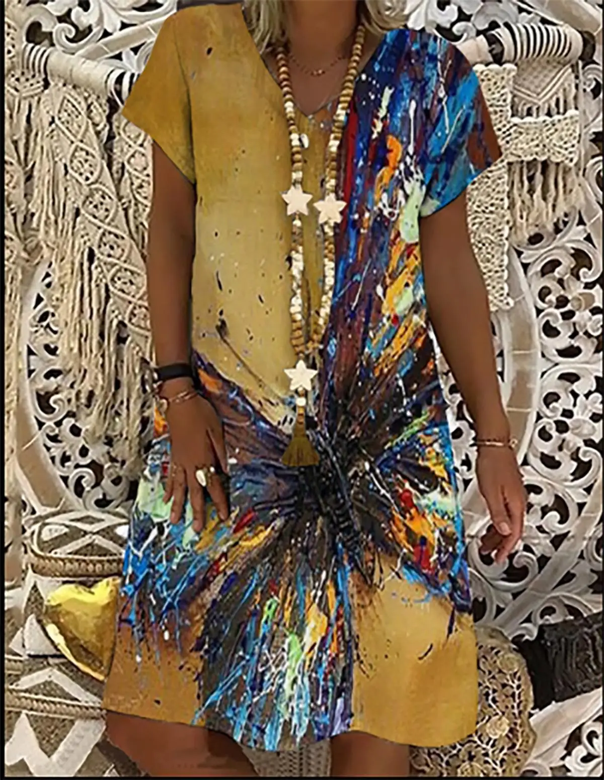 

Платье женское пляжное ТРАПЕЦИЕВИДНОЕ с цветным принтом, модный Свободный Повседневный Элегантный сарафан на бретелях с V-образным вырезом...