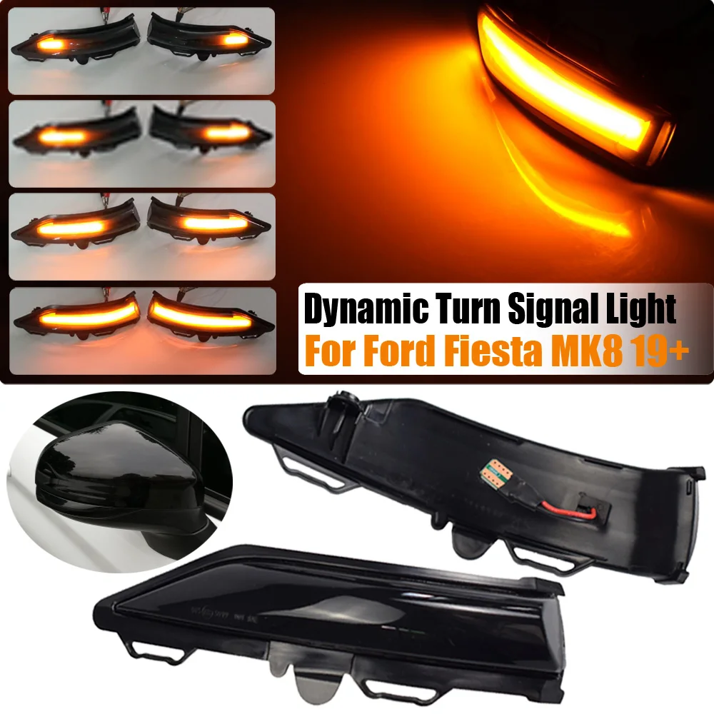 

2pcs Flowing Turn Signal Light LED Side Wing Rearview Mirror Dynamic Indicator Blinker For Ford Fiesta MK8 19+