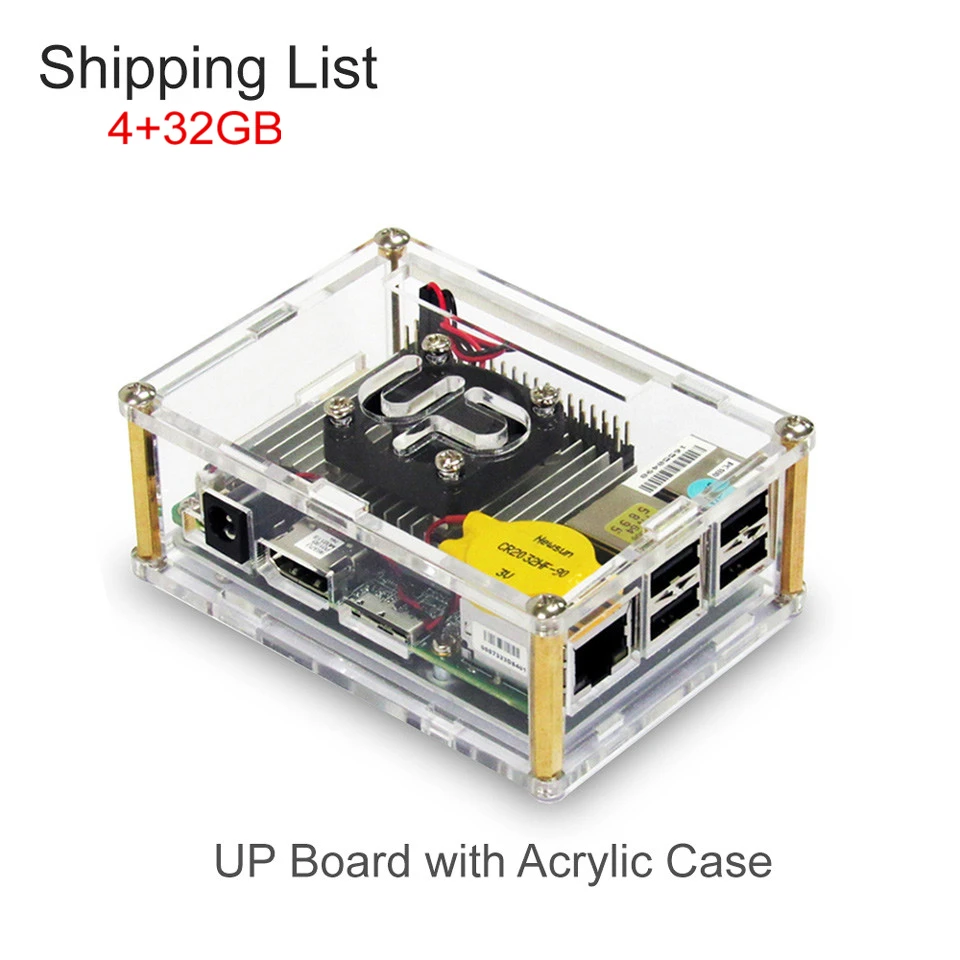 Bundle2 AAEON UP Board Inter 4 Гб ОЗУ+ 32 ГБ EMMC Совместимость с большинством Raspberry Pi HAT Intel x86 Поддержка linux, Android Windows 10 - Комплект: Bundle2