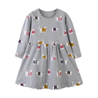 jumping meters long sleeve princess girls dress with animals print fashion childrens costume for autumn spring baby girls dress